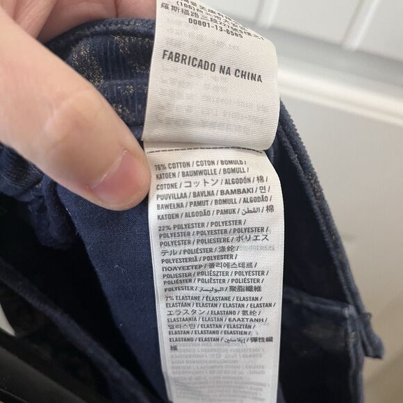 Abercrombie & Fitch Navy Blue Corduroy Gold Rose Floral Shorts Hi Rise Size 30 - Picture 7 of 8